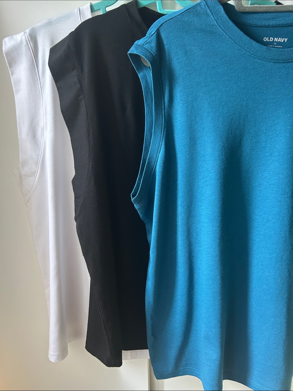 Set Muscle T-Shirts Cap Sleeve T Shirts XXL and XL Black White Teal